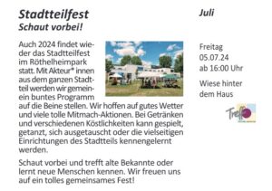Mehr über den Artikel erfahren Stadtteilfest Röthelheimpark