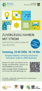 Mehr über den Artikel erfahren Photovoltaik und E-Mobilität zum Anfassen – PV/E-Mobilitätstag Buckenhof